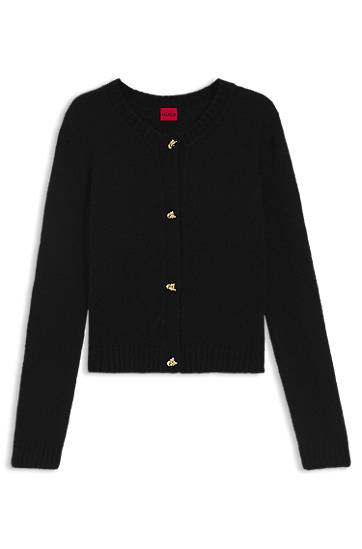Sveter BOSS Knitted cardigan with gold-tone knot buttons Čierna | 50548248