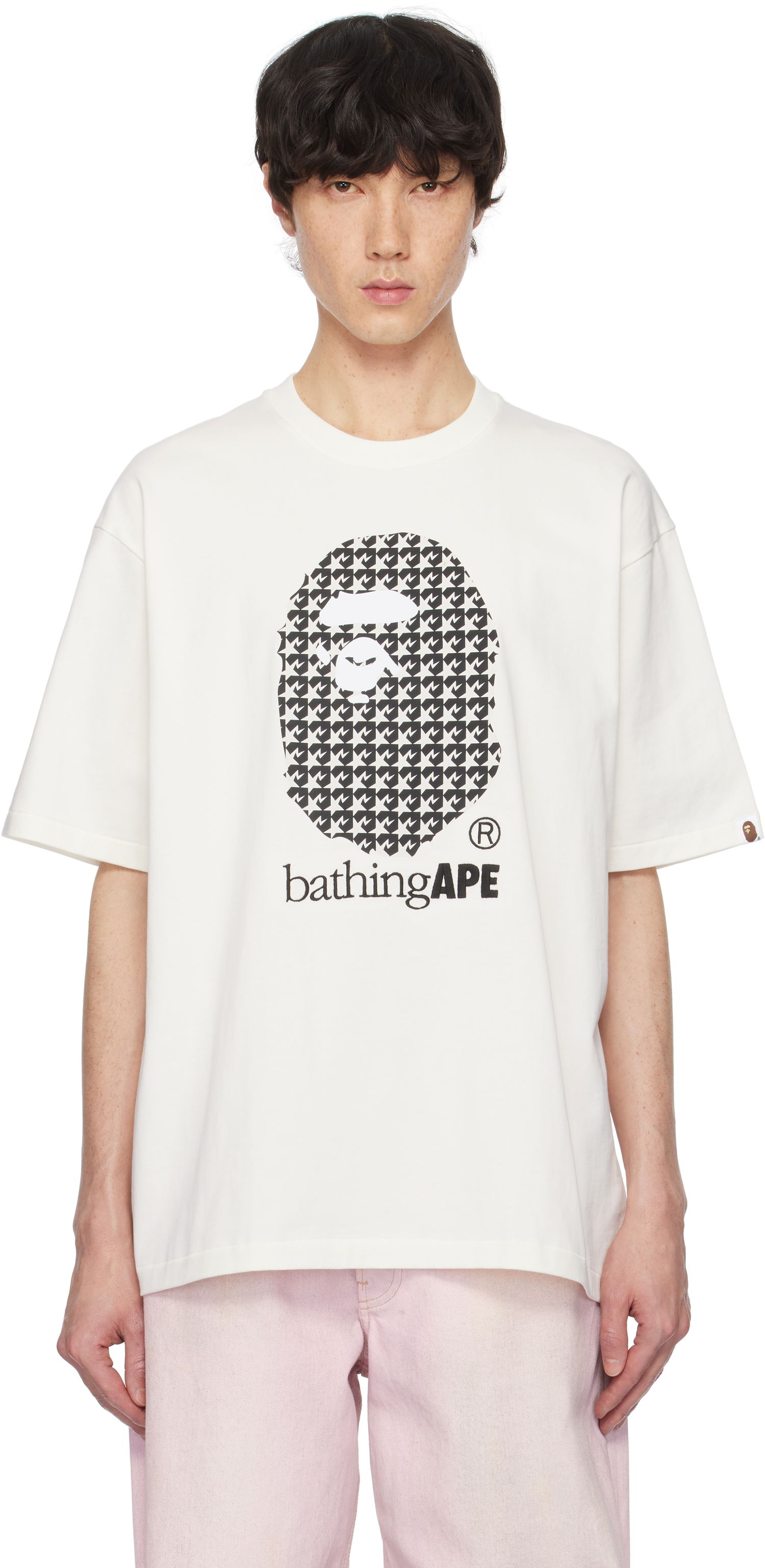 Tričko BAPE Houndstooth Graphic T-Shirt Biela | 001TEK801329M, 0