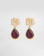 Dolce & Gabbana Logo Clip-on Earrings with Amethyst Crystals