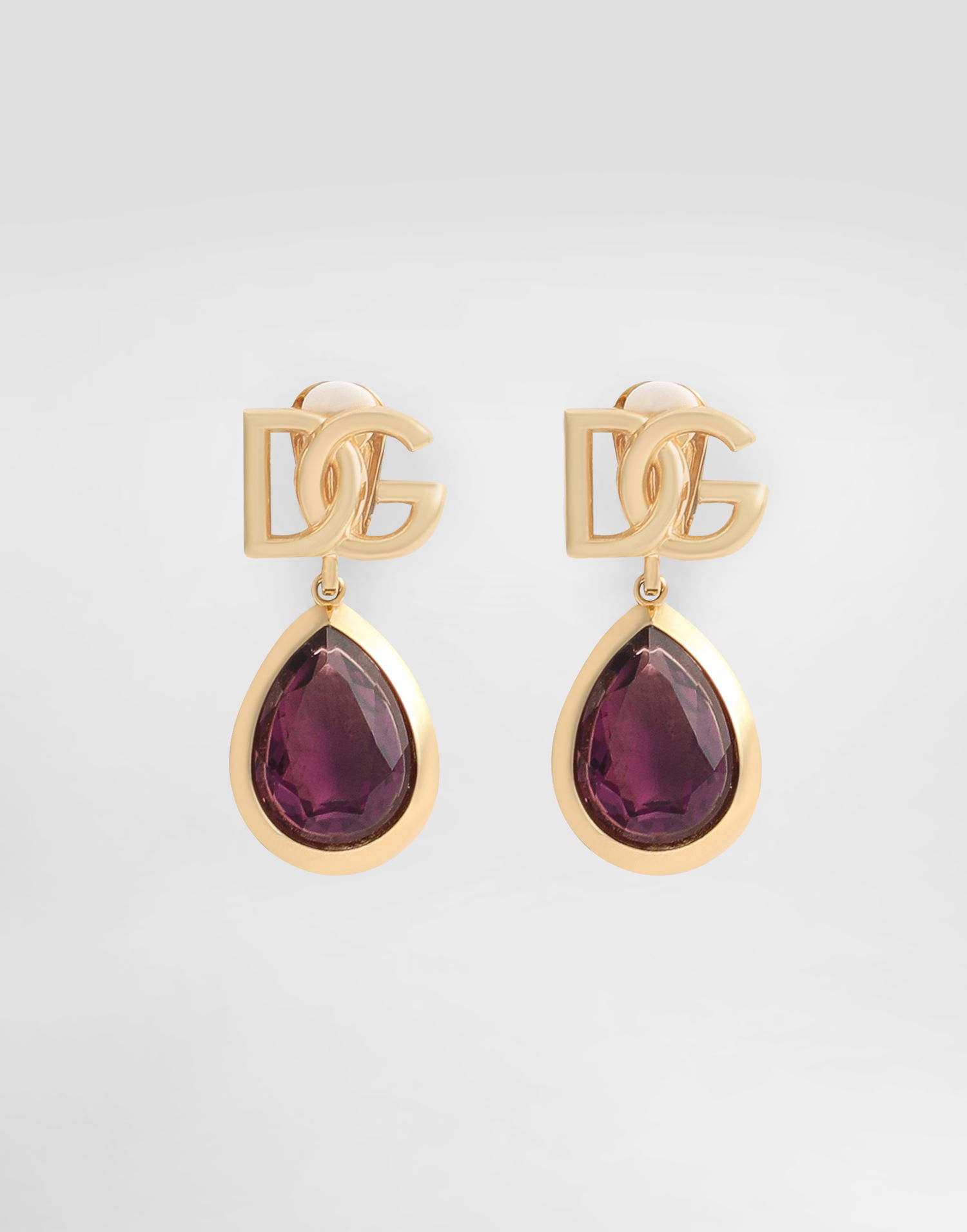 Náušnice Dolce & Gabbana Dolce & Gabbana Logo Clip-on Earrings with Amethyst Crystals Fialová | WER6M4W1111ZOO00, 0