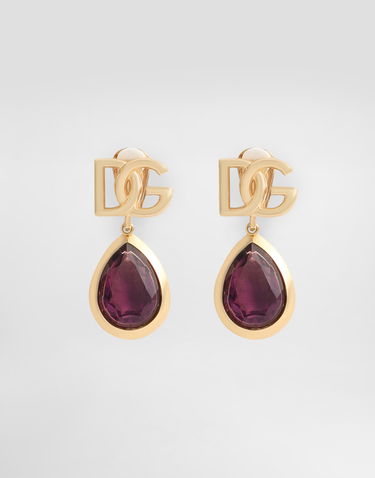 Náušnice Dolce & Gabbana Dolce & Gabbana Logo Clip-on Earrings with Amethyst Crystals Fialová | WER6M4W1111ZOO00, 0