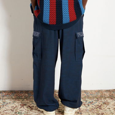 Cargo nohavice Pleasures Visitors Wide Fit Cargo Pants Navy | P23F012-NAVY, 2