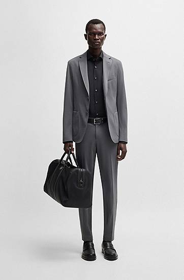 Košeľa BOSS Slim Fit Easy-Iron Cotton-Blend Poplin Shirt Čierna | 50479915, 1