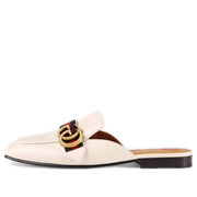 Loafer Mule with Striped Band and Metal Emblem