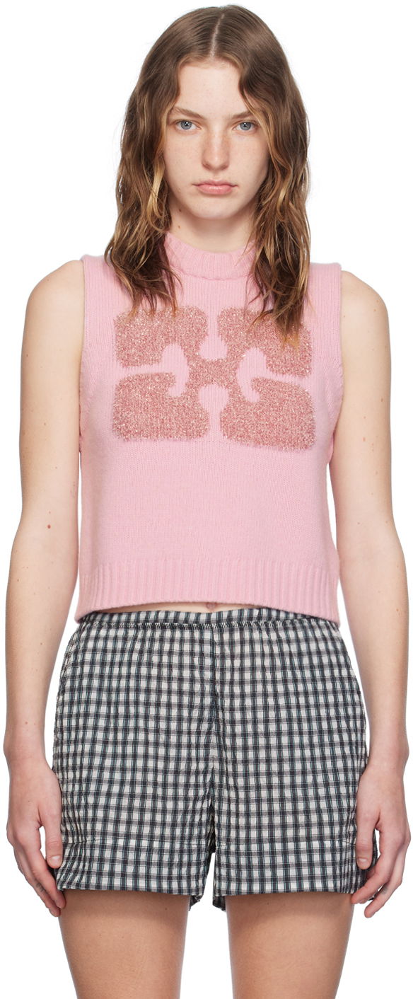 Sveter GANNI Pink Wool Mix Vest Ružová | K2217, 0
