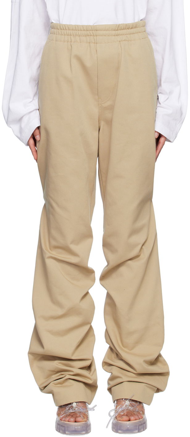 Nohavice We11done We11done Banded Shirring Trousers Béžová | WD-PT1-23-296-U-BG, 0