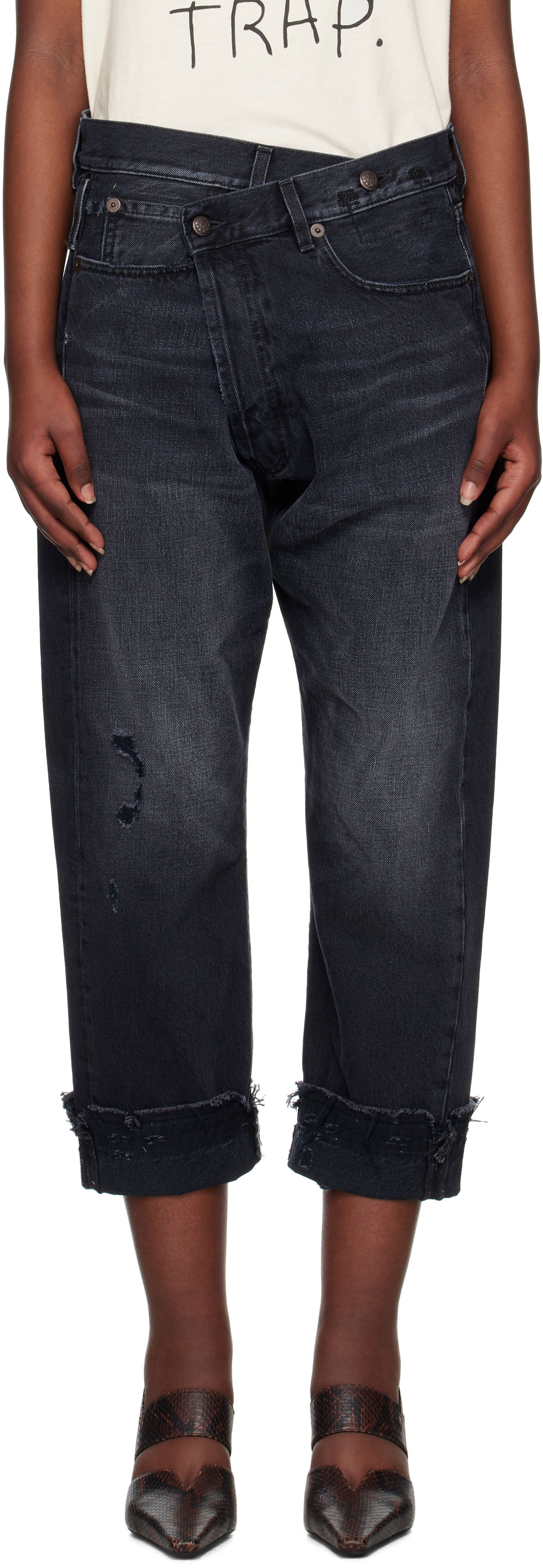 Džínsy R13 R13 Crossover Cropped Jeans Čierna | R13W2048-394, 0