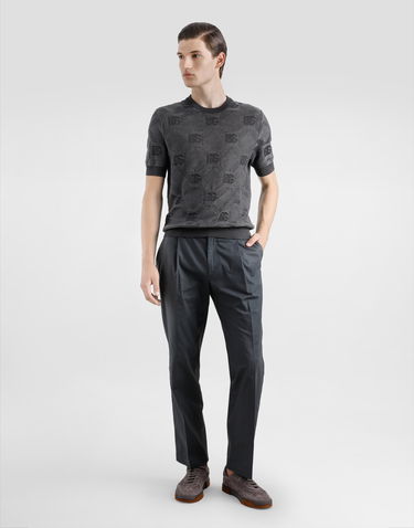 Sveter Dolce & Gabbana Dolce & Gabbana Silk Round-Neck Sweater with Jacquard Logo Šedá | GXX03TJBSK7N0305, 1