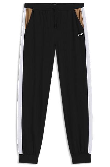 Tepláky BOSS Cotton-blend lounge joggers with contrast panels Rôznofarebný | 50550492