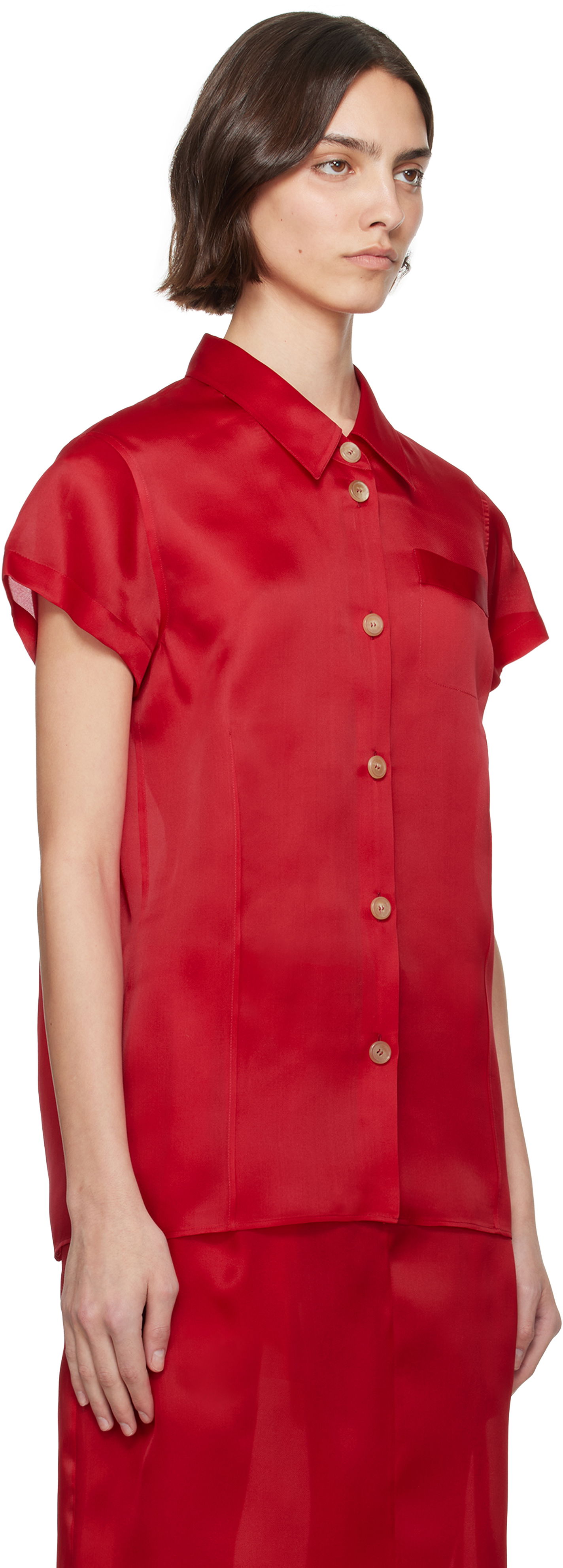 Košeľa Khaite KHAITE Keefe Silk Shirt Červená | 23833002, 1