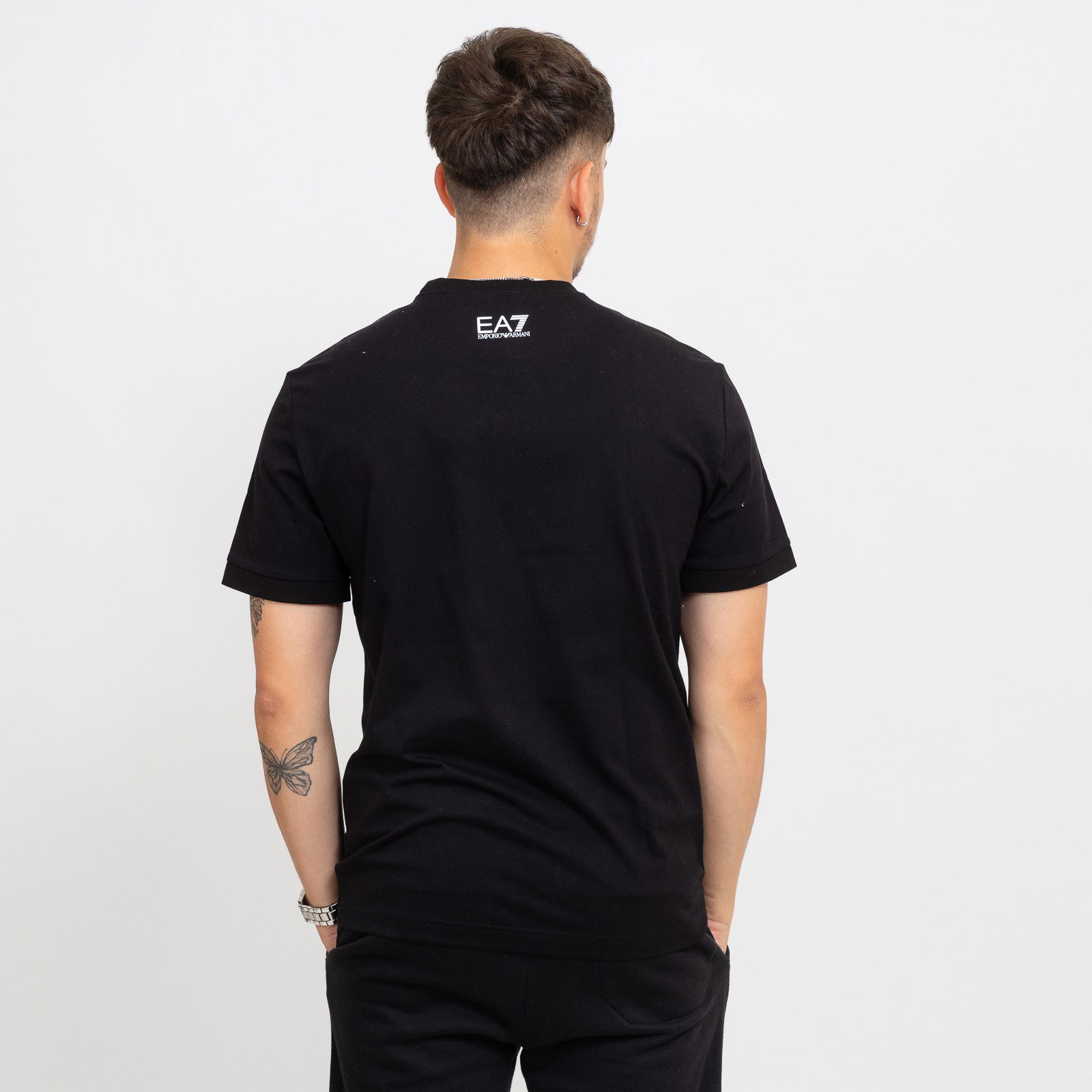 Black T-Shirt With Red Logo Print