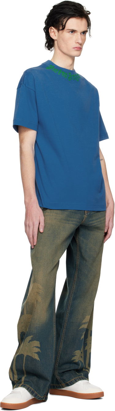 Tričko Palm Angels Flame Logo Graphic T-Shirt Modrá | PMAA001S25JER0024555, 3
