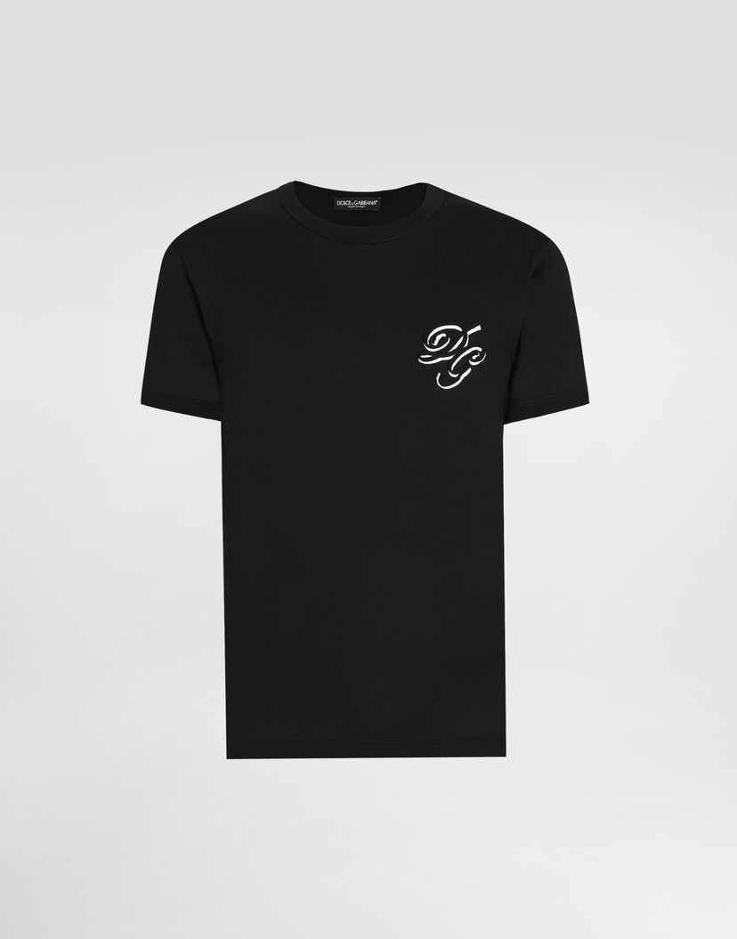 Tričko Dolce & Gabbana Dolce & Gabbana Embroidered Cotton T-Shirt Čierna | G8RN8ZG7PJ0N0000