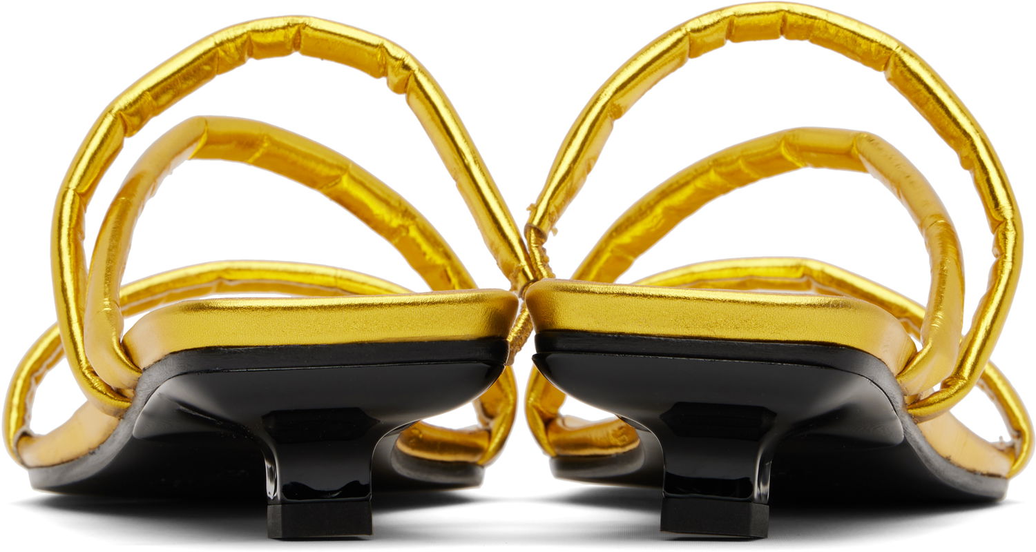 Starostlivosť o obuv BY FAR BY FAR Morena Eel Embossed Metallic Leather Heeled Sandals Žltá | MWFHO015CL035ME033PL, 1