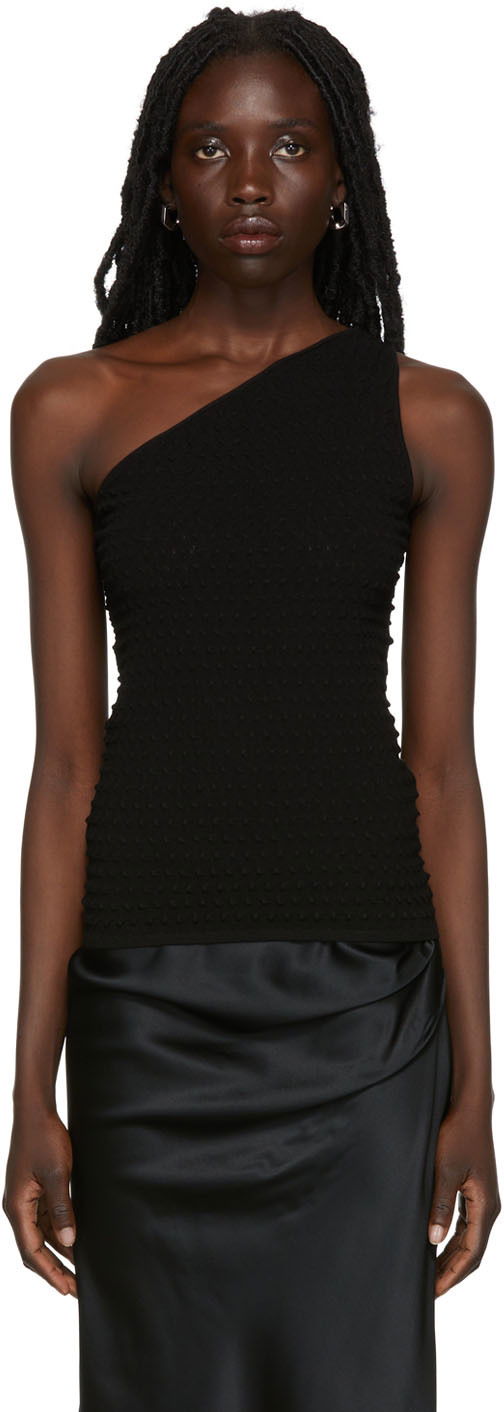 One Shoulder Textured Tank Top