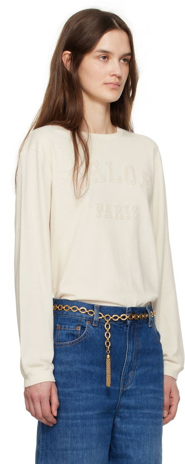 Tričko CHLOÉ Chloé Oversized Logo Long Sleeve T-Shirt Béžová | CH25SJH07183, 1