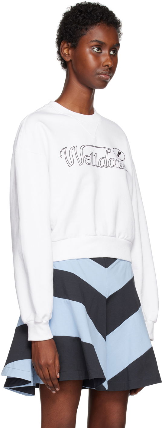 Mikina We11done Cropped Graphic Sweatshirt Biela | WD-TS3-22-860-W-WH, 1