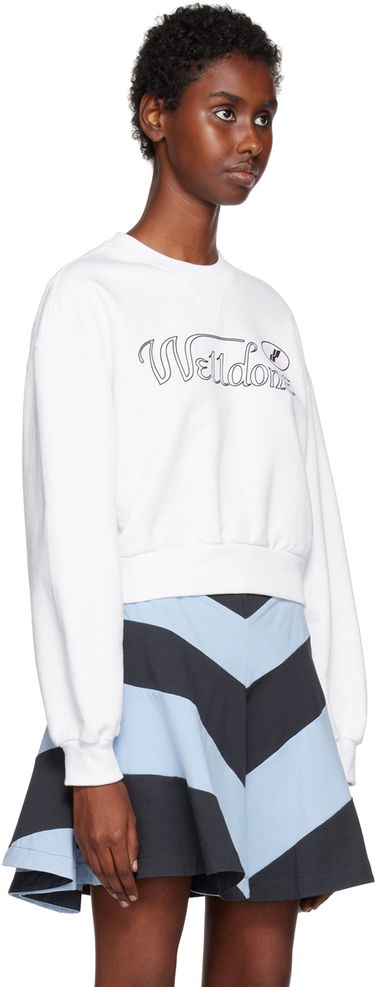 Mikina We11done Cropped Graphic Sweatshirt Biela | WD-TS3-22-860-W-WH, 1