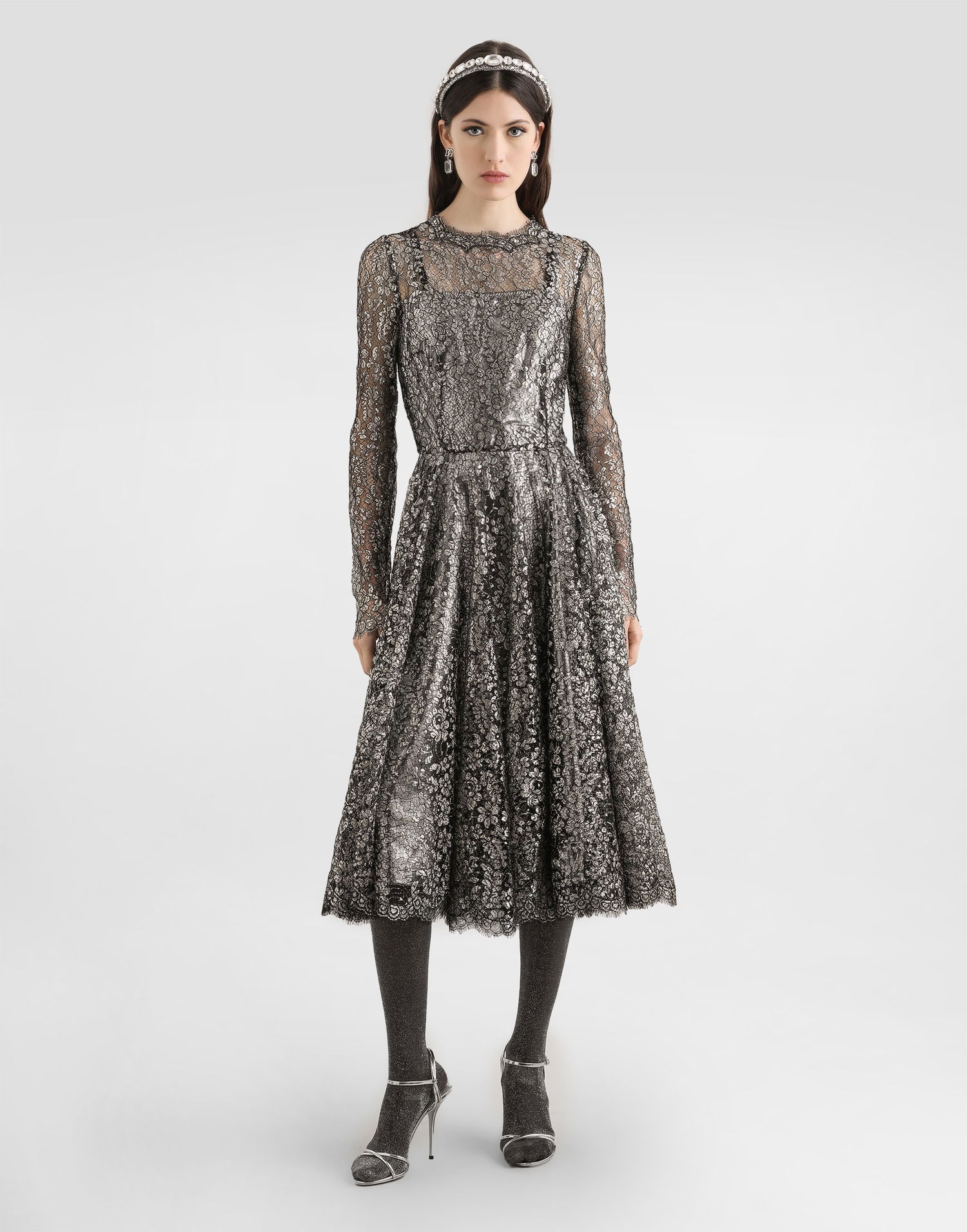 Šaty Dolce & Gabbana Lamé Lace Dress Collection Metalická | F6TJOTILMCFS0998, 1