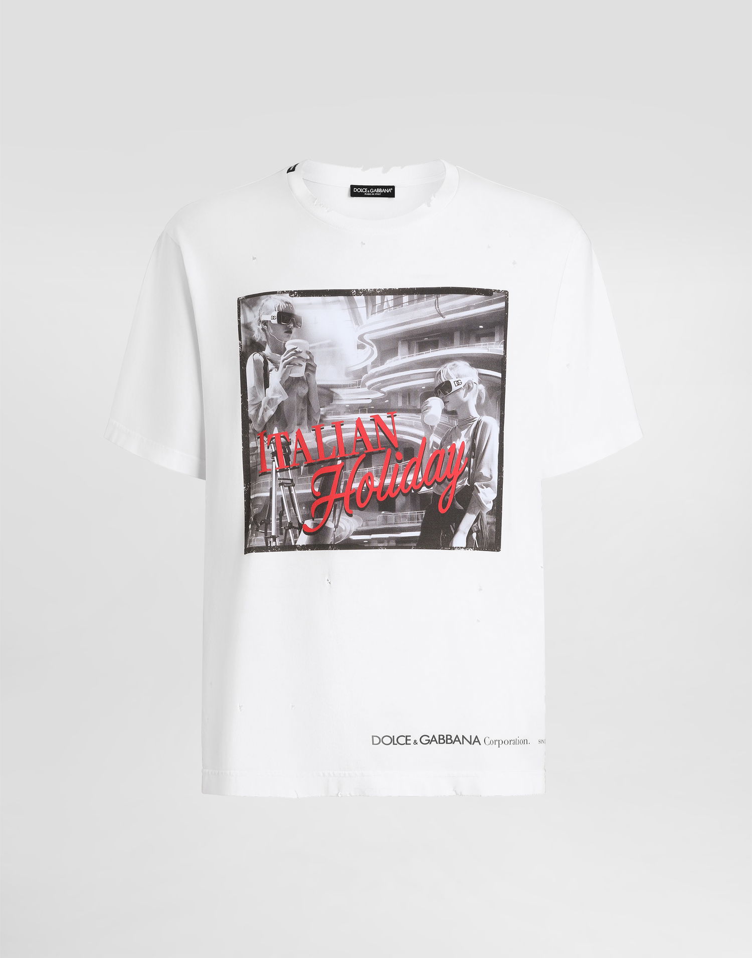 Tričko Dolce & Gabbana Dolce & Gabbana Cotton T-Shirt with "Italian Holiday" Print Biela | G8PN9TG7O4TW0800, 0