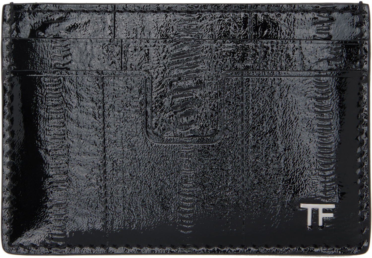 Peňaženka Tom Ford TOM FORD T Line Printed Patent Eel Card Holder Čierna | YM232-LGO061S, 0
