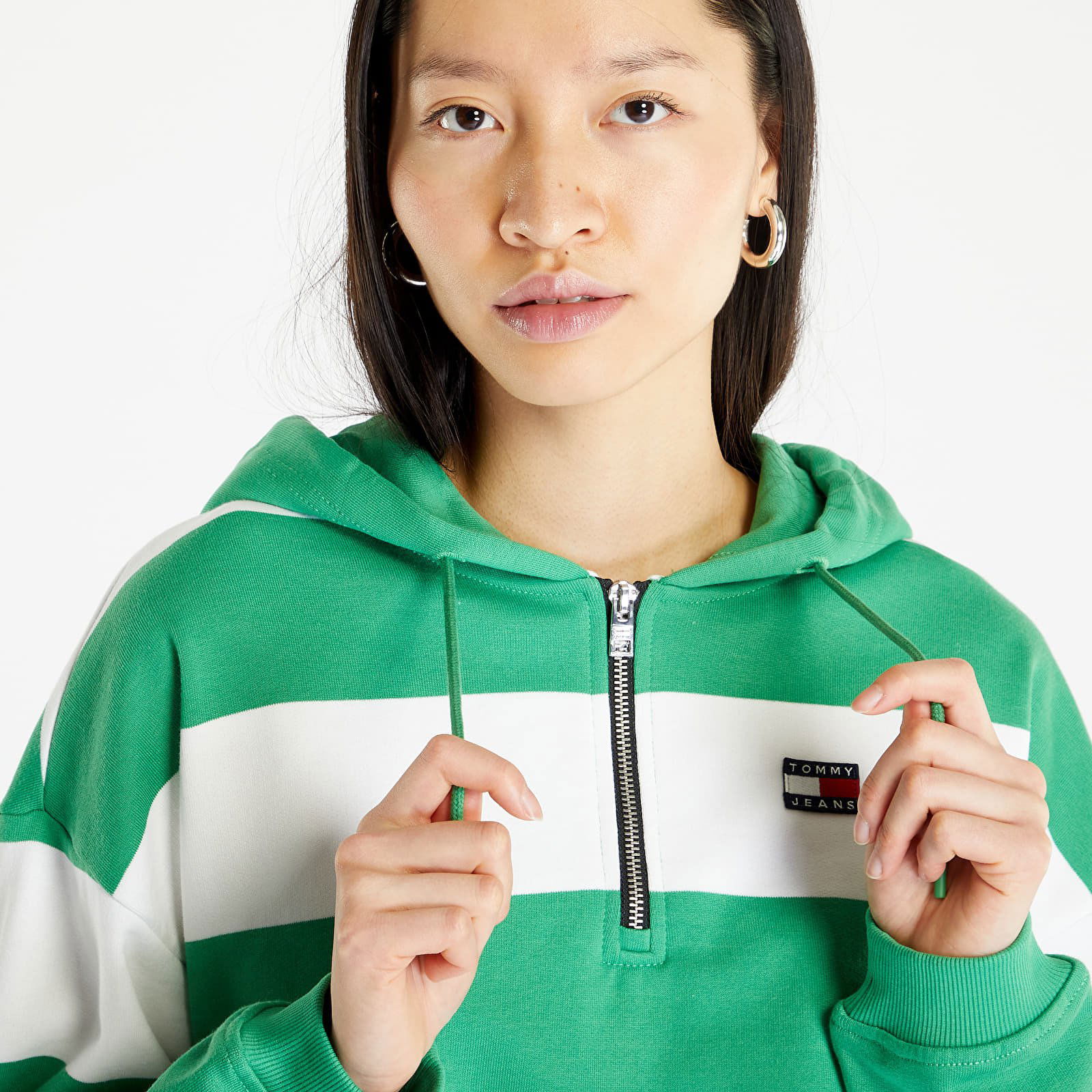 Crop Stripe 1/4 Zip Hoodie