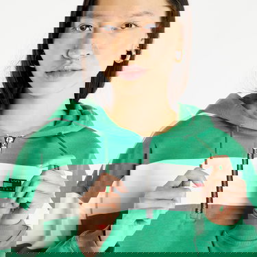 Mikina Tommy Hilfiger Crop Stripe 1/4 Zip Hoodie Zelené | DW0DW15432 LY3, 2