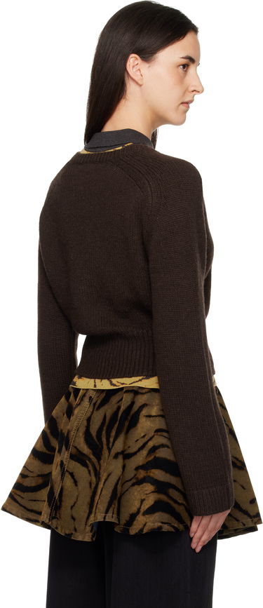 Sveter GANNI V-Neck Jumper Sweater Hnedá | K2614, 2