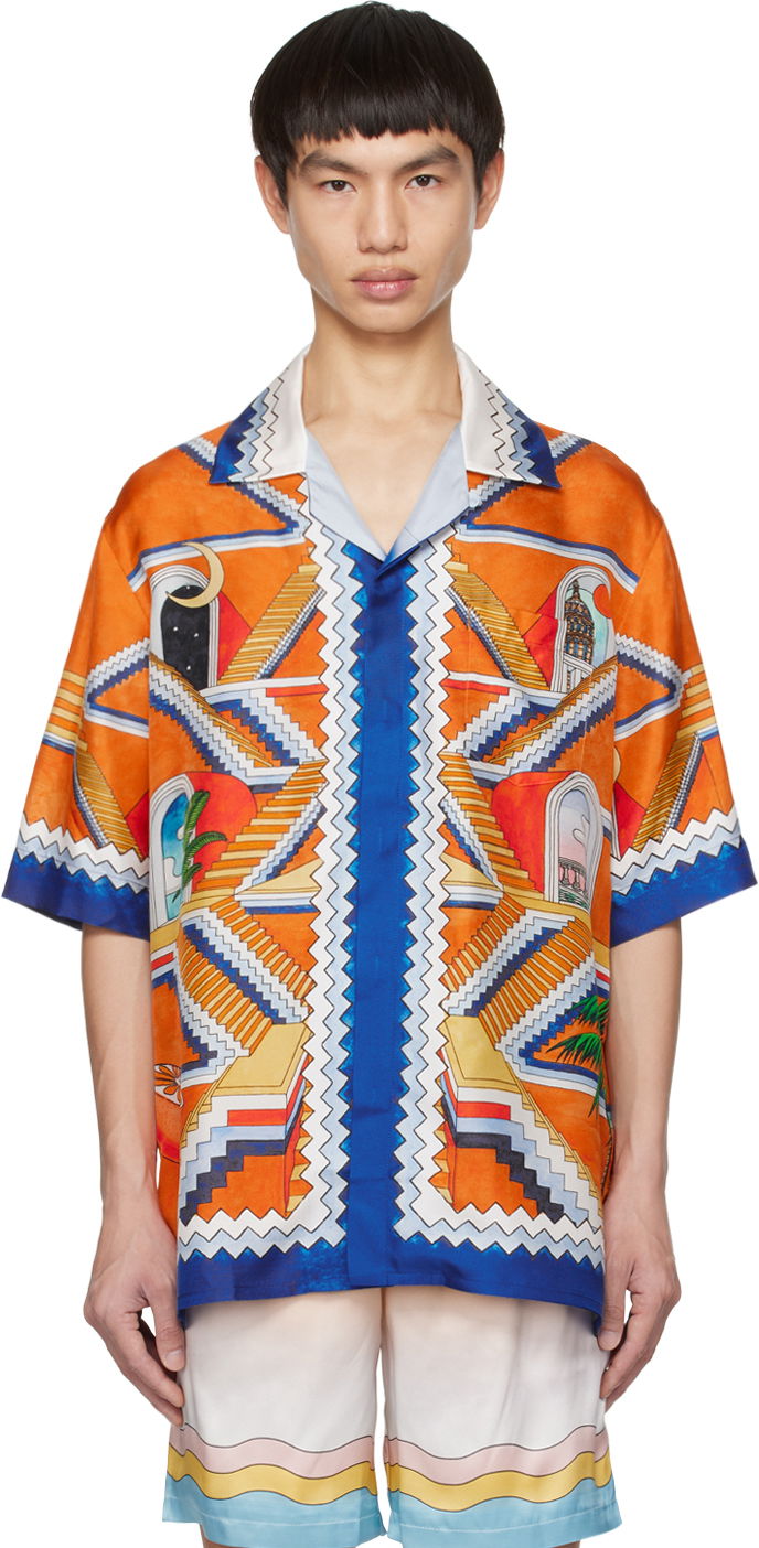 Košeľa Casablanca Escalier Infini Shirt Rôznofarebný | MS23-SH-003-02 SILK TWILL ESCALI, 0