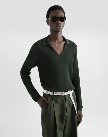 Sveter Dolce & Gabbana Dolce & Gabbana Knitted Cotton Polo Sweater Zelené | GXY44TJBCFNV7312, 3
