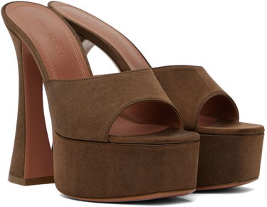 Starostlivosť o obuv Amina Muaddi Amina Muaddi Dalida Heeled Platform Sandals Hnedá | DALIDA SANDAL PLATEAU SATIN ACID, 3