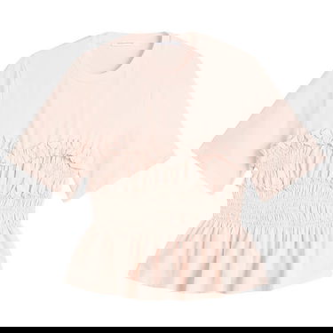 Tričko Cecilie Bahnsen Vilde Ruffled Smocked Peplum T-Shirt Ružová | 425RTW19001, 1