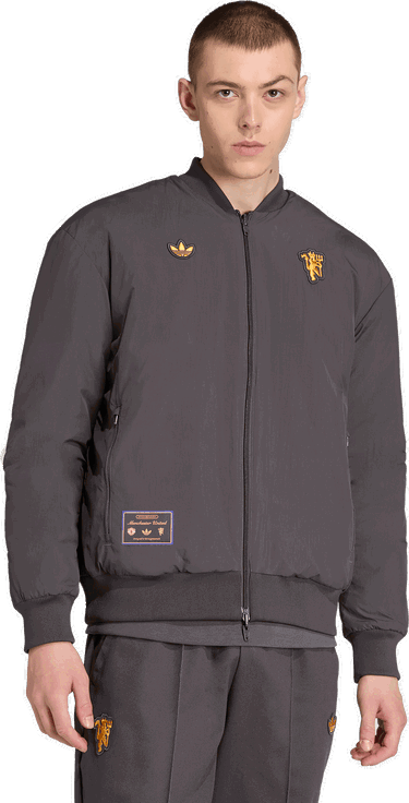Bomber bunda adidas Performance Manchester United Terrace Icons Bomber Jacket Šedá | JN2831, 4