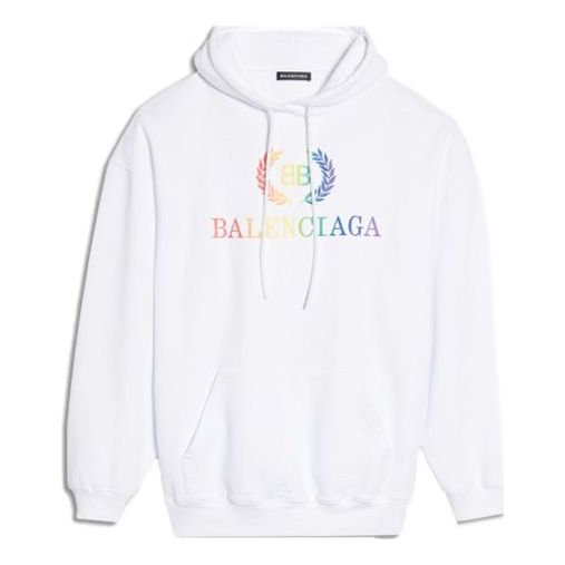 Mikina Balenciaga Rainbow Logo Hoodie Biela | 570798TEV509044, 0