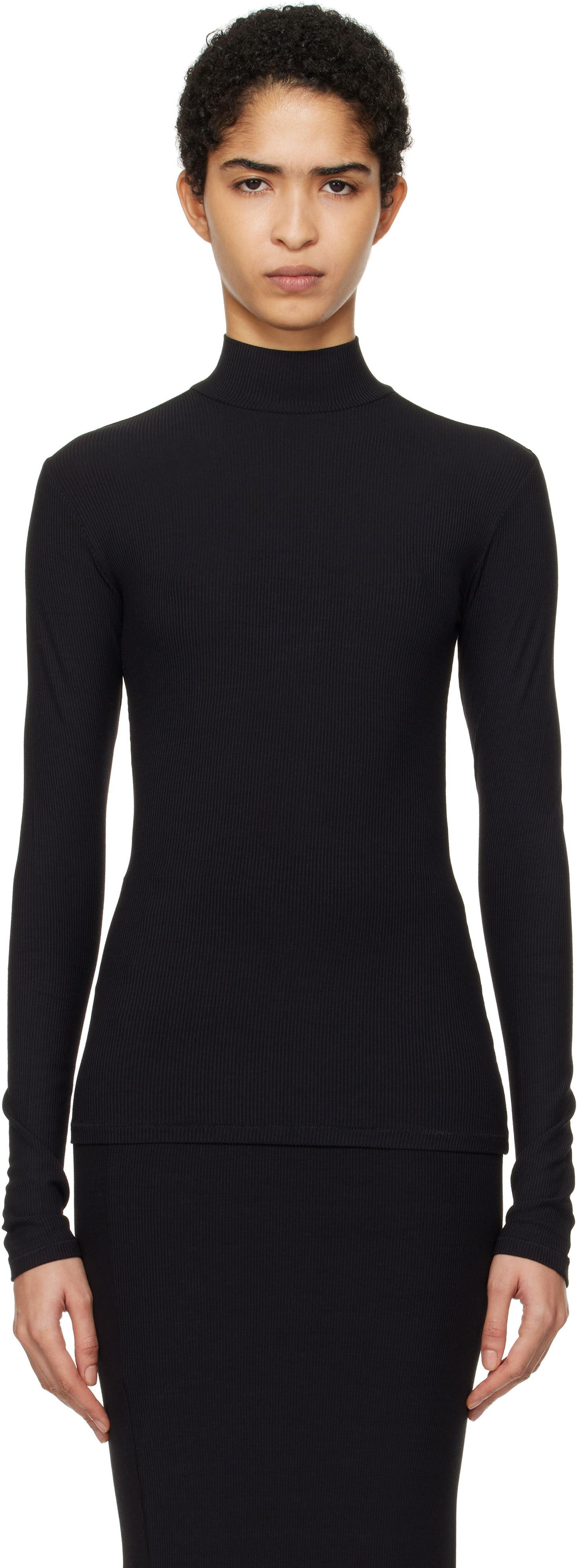 Sveter SKIMS SKIMS Soft Lounge Mock Neck Long Sleeve Top Čierna | LS-LST-6329W, 0