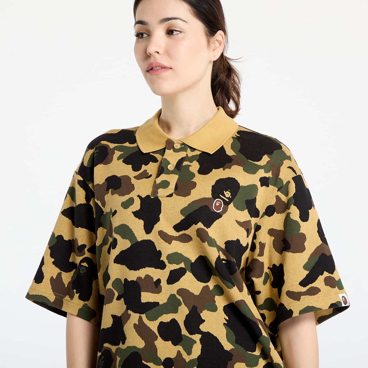 Polo tričko BAPE A BATHING APE 1St Camo Jacquard Relaxed Fit Polo Shirt Žltá | 001POL301303MYEL, 1