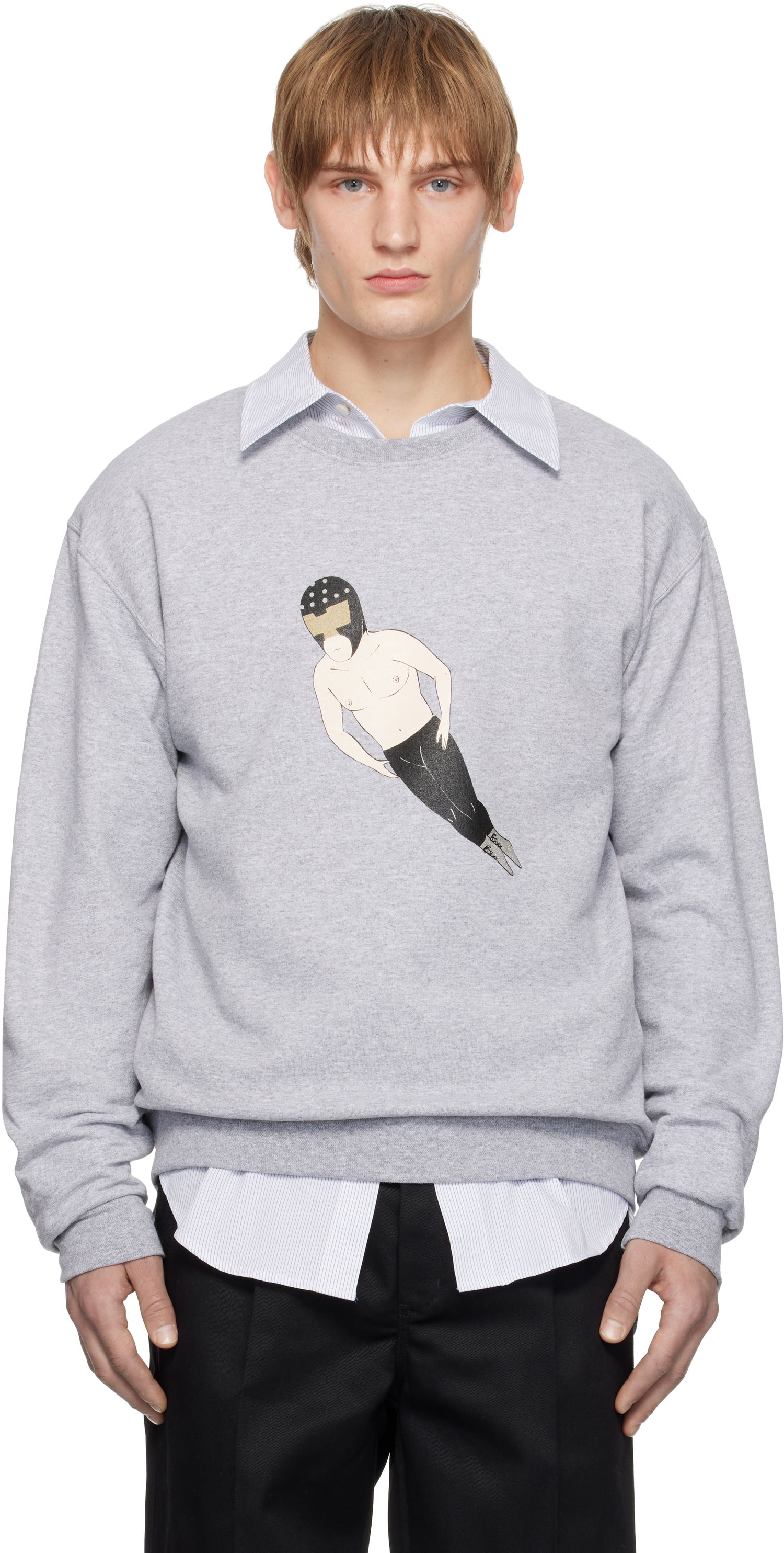 Mikina WACKO MARIA Crewneck Sweatshirt With Graphic Print Šedá | 24FW-WMC-SS13, 0