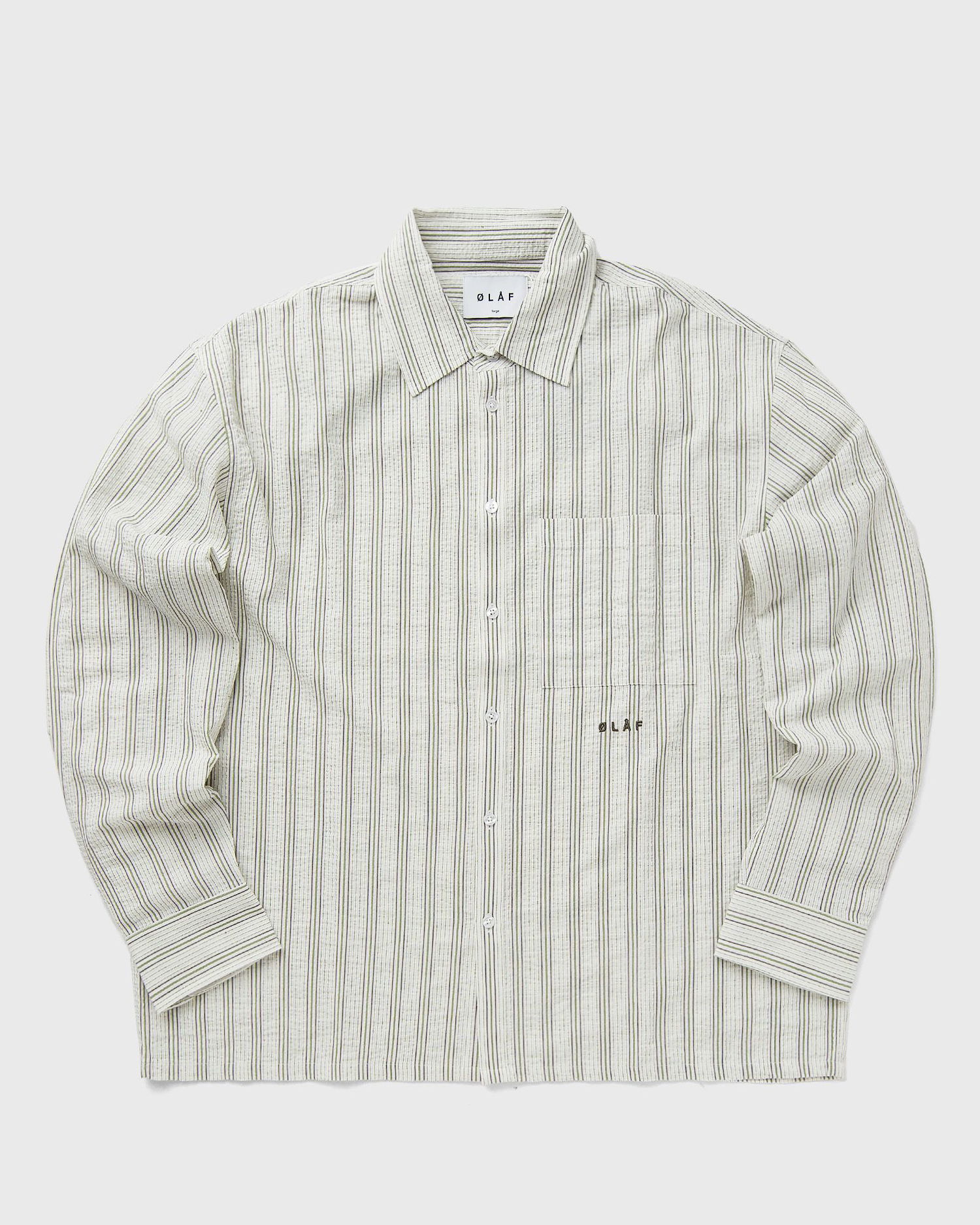 Košeľa ØLÅF SEERSUCKER BOXY SHIRT Zelené | M180305-GREEN-STP, 0