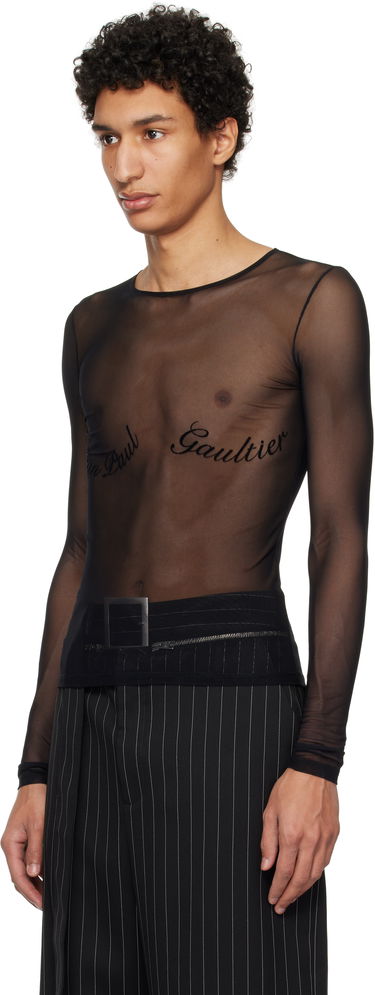 Body Jean Paul Gaultier Jean Paul Gaultier Signature Mesh Long Sleeve T-Shirt Čierna | 25/33-F-TO263I-T005-00, 3