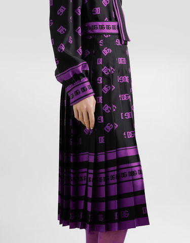 Sukňa Dolce & Gabbana Dolce & Gabbana DG Logo Print Long Pleated Skirt Čierna | F4C2GTHI1Z7HN9BP, 1
