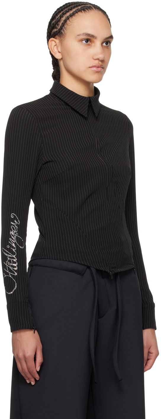 Košeľa Ottolinger Ottolinger Pinstriped Zip Shirt Čierna | 1103003, 1