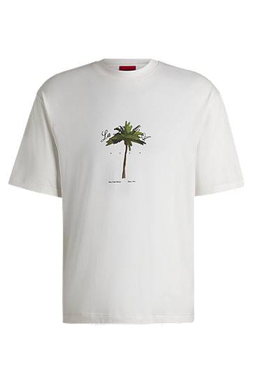 Tričko BOSS Palm Tree Graphic T-Shirt Biela | 50538972, 0