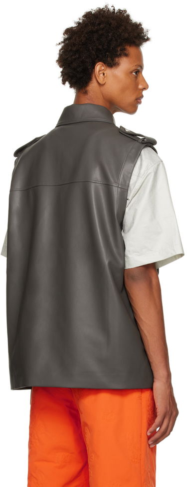 Vesta Feng Chen Wang Feng Chen Wang Vented Faux-Leather Vest Šedá | FMF14VS04, 2