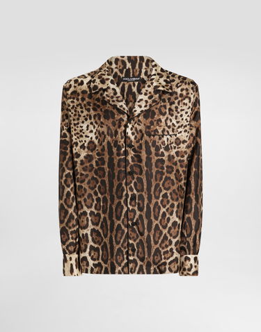 Košeľa Dolce & Gabbana Dolce & Gabbana Silk Vanity Leopard Print Shirt Hnedá | G5IF1TGI955HY13M, 0
