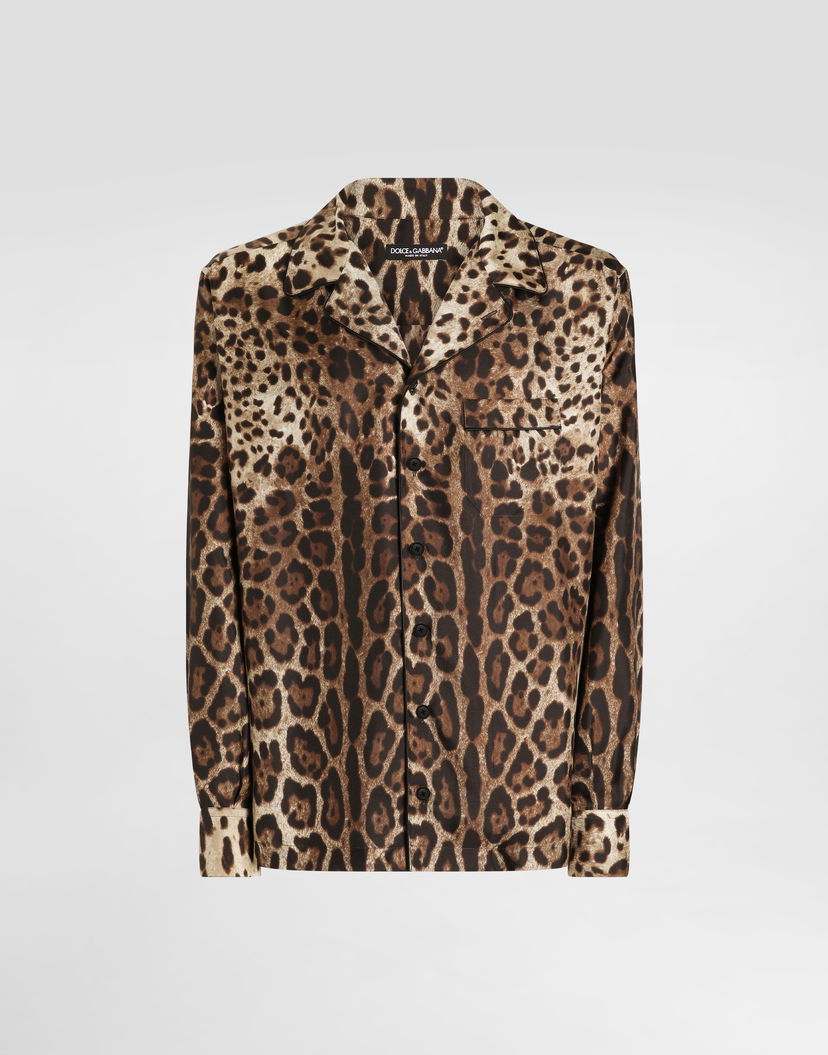 Košeľa Dolce & Gabbana Dolce & Gabbana Silk Vanity Leopard Print Shirt Hnedá | G5IF1TGI955HY13M