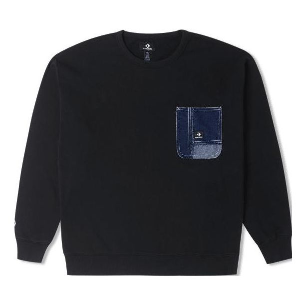 Sveter Converse Denim Patchwork Crew Sweatshirt Čierna | 10025519-A03