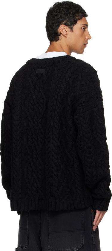 Sveter VETEMENTS VETEMENTS Cable Knit V-Neck Sweater Čierna | UH76KN600B, 2