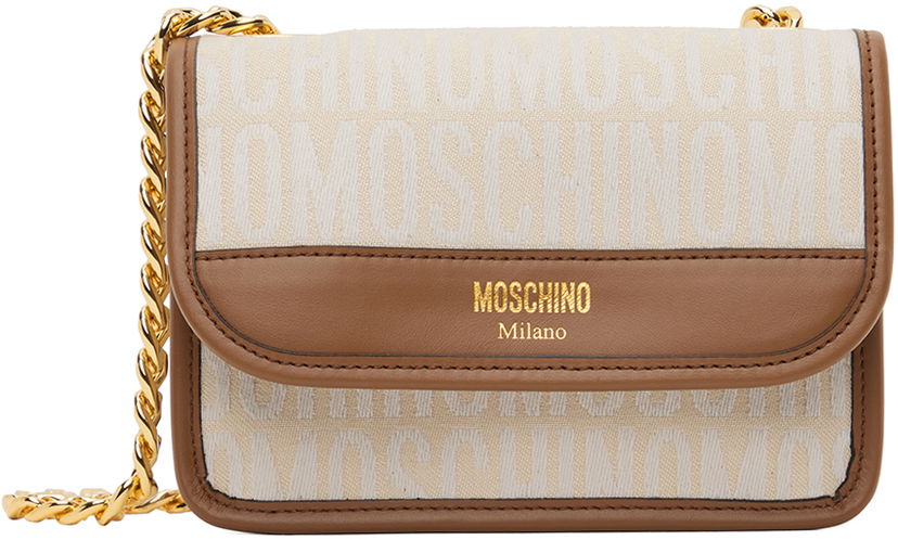 Taška cez rameno Moschino Logo Shoulder Bag "Off-White & Tan" Béžová | 7437 8275 A1006