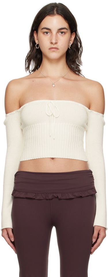 Sveter GUIZIO Guizio Bayberi Off-Shoulder Sweater Biela | F23615S020, 0