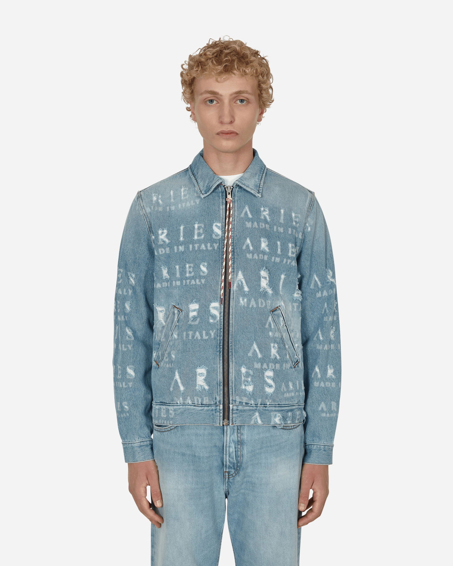 Bunda Aries Destroyed Jean Jacket Modrá | FTAR70001 BLU, 0